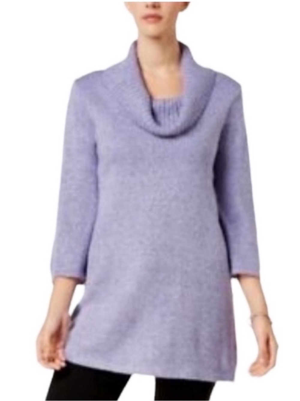Karen Scott Light Purple Cowl Neck 3/4 Sleeve Knit Sweater Size XS